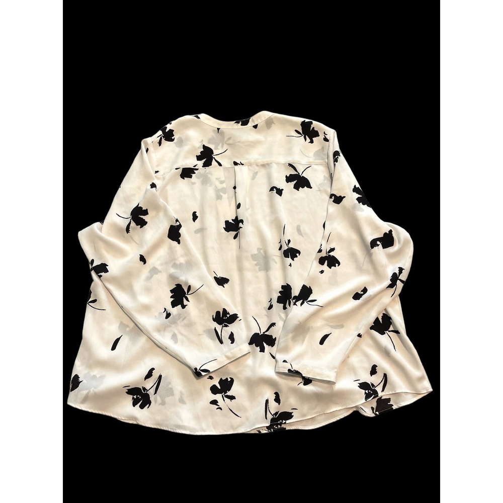 Ava & Viv Long Sleeve Floral Blouse Tunic White/Black Floral Women's 3X - Picture 12 of 12